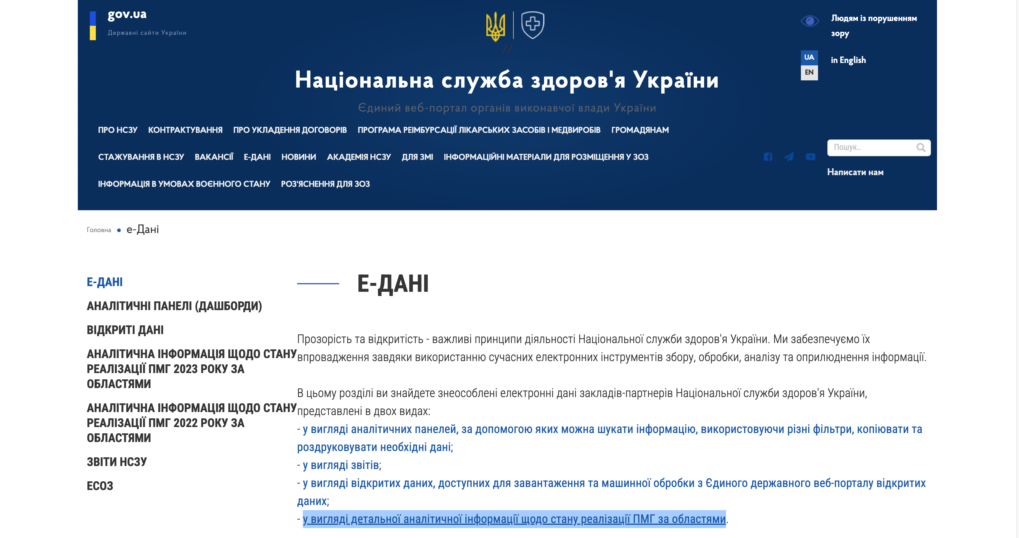 Дані Національної служби здоровʼя України